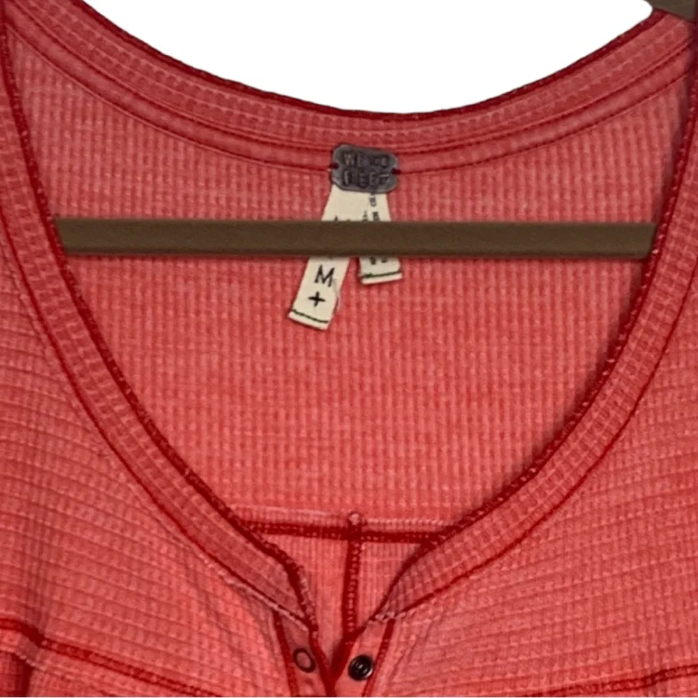 Free People Kai‎ long sleeve Henley waffle weave sz M